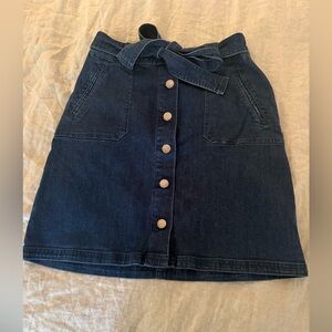 a.n.a Dark Blue A-Line Denim Skirt with Button Detail